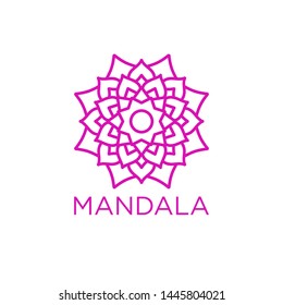 Simple Mandala Sign Object, For Coloring Book, For Company Logo, For Business, Vector Floral Outline