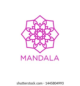 Simple Mandala Sign Object, For Coloring Book, For Company Logo, For Business, Vector Floral Outline