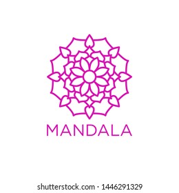 Simple Mandala Sign Object, For Coloring Book, For Company Logo, For Business, Vector Floral Outline
