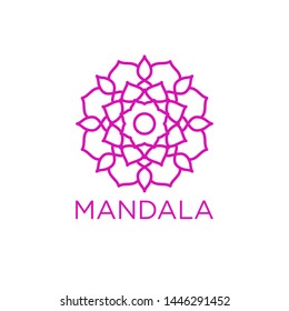 Simple Mandala Sign Object, For Coloring Book, For Company Logo, For Business, Vector Floral Outline