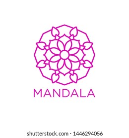 Simple Mandala Sign Object, For Coloring Book, For Company Logo, For Business, Vector Floral Outline