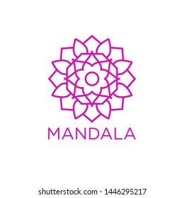 Simple Mandala Sign Object, For Coloring Book, For Company Logo, For Business, Vector Floral Outline