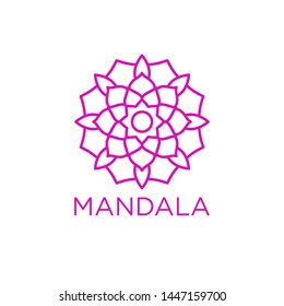 Simple Mandala Sign Object, For Coloring Book, For Company Logo, For Business, Vector Floral Outline