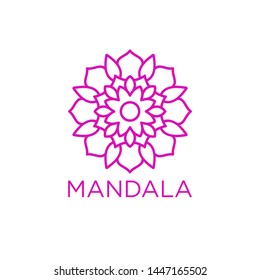 Simple Mandala Sign Object, For Coloring Book, For Company Logo, For Business, Vector Floral Outline