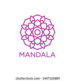 Simple Mandala Sign Object, For Coloring Book, For Company Logo, For Business, Vector Floral Outline