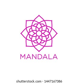 Simple Mandala Sign Object, For Coloring Book, For Company Logo, For Business, Vector Floral Outline