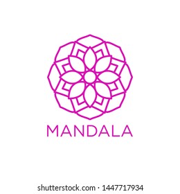 Simple Mandala Sign Object, For Coloring Book, For Company Logo, For Business, Vector Floral Outline