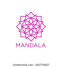 Simple Mandala Sign Object, For Coloring Book, For Company Logo, For Business, Vector Floral Outline