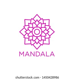 Simple Mandala Sign Object, For Coloring Book, For Company Logo, For Business, Vector Floral Outline