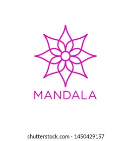 Simple Mandala Sign Object, For Coloring Book, For Company Logo, For Business, Vector Floral Outline