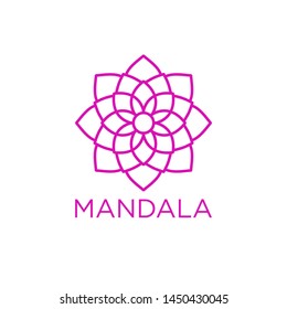 Simple Mandala Sign Object, For Coloring Book, For Company Logo, For Business, Vector Floral Outline