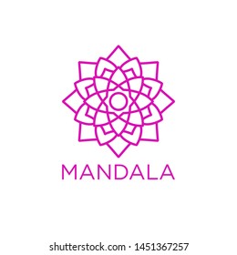 Simple Mandala Sign Object, For Coloring Book, For Company Logo, For Business, Vector Floral Outline