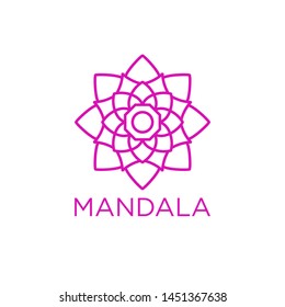 Simple Mandala Sign Object, For Coloring Book, For Company Logo, For Business, Vector Floral Outline