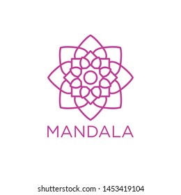 Simple Mandala Sign Object, For Coloring Book, For Company Logo, For Business, Vector Floral Outline