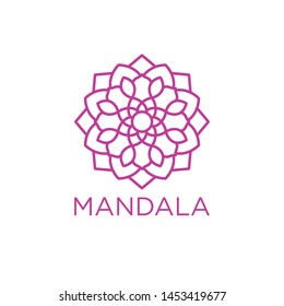 Simple Mandala Sign Object, For Coloring Book, For Company Logo, For Business, Vector Floral Outline