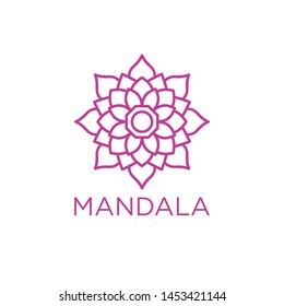 Simple Mandala Sign Object, For Coloring Book, For Company Logo, For Business, Vector Floral Outline
