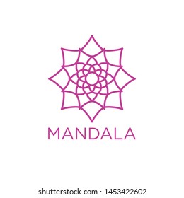 Simple Mandala Sign Object, For Coloring Book, For Company Logo, For Business, Vector Floral Outline