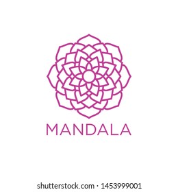 Simple Mandala Sign Object, For Coloring Book, For Company Logo, For Business, Vector Floral Outline