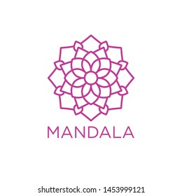 Simple Mandala Sign Object, For Coloring Book, For Company Logo, For Business, Vector Floral Outline