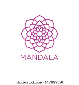 Simple Mandala Sign Object, For Coloring Book, For Company Logo, For Business, Vector Floral Outline