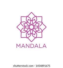 Simple Mandala Sign Object, For Coloring Book, For Company Logo, For Business, Vector Floral Outline