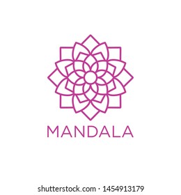 Simple Mandala Sign Object, For Coloring Book, For Company Logo, For Business, Vector Floral Outline