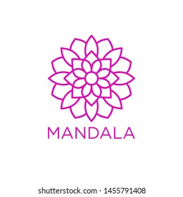 Simple Mandala Sign Object, For Coloring Book, For Company Logo, For Business, Vector Floral Outline
