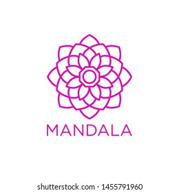 Simple Mandala Sign Object, For Coloring Book, For Company Logo, For Business, Vector Floral Outline