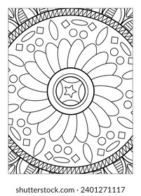 Simple Mandala Style Colouring Page, Mandala Pattern 8.5” x 11 for KDP, Adult Coloring Page, Mandala coloring for Kids