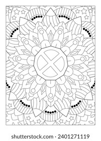 Simple Mandala Style Colouring Page, Mandala Pattern 8.5” x 11 for KDP, Adult Coloring Page, Mandala coloring for Kids