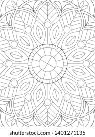 Simple Mandala Style Colouring Page, Mandala Pattern 8.5” x 11 for KDP, Adult Coloring Page, Mandala coloring for Kids