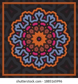 Mandala simple con un esquema de color único, se puede utilizar para la decoración de paredes y la industria textil.
