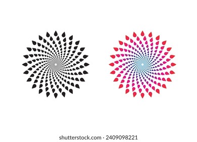 Simple mandala vector. Design circular halftone effect black and gradient on white background. Design print for illustration, textile, baner, cloth, cover, card, background, frame, wallpaper. Set 6