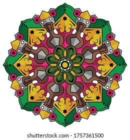
Vector de mandala simple, mandala floral moderna, mandala de color completo, mandala moderna.