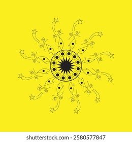 simple mandala with a yellow background.