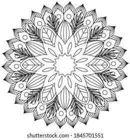 Sencilla Mandala Zentangle Colorear libro Página Círculo Vector Clipart Flor floral Modelo oriental Ilustración Meditación india Decoración