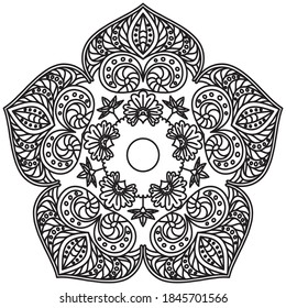 Sencilla Mandala Zentangle Colorear libro Página Círculo Vector Clipart Flor floral Modelo oriental Ilustración Meditación india Decoración