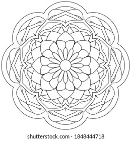 Simple Mandala Zentangle Coloring Book Page Circle Vector Clipart Floral Flower Oriental Oriental Pattern Illustration Indian Meditation Decorative