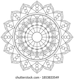 Simple Mandala Zentangle Coloring Book Page Circle Vector Clipart Floral Flower Oriental Oriental Pattern Illustration Indian Meditation Decorative