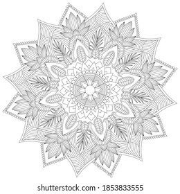 Sencilla Mandala Zentangle Colorear libro Página Círculo Vector Clipart Flor floral Modelo oriental Ilustración Meditación india Decoración