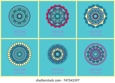 Simple mandalas collection. Hand drawn illustration. Vector background.