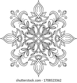 Simple Mandalas for coloring book.Vector Beautiful Mandala.vector illustration. Black color mandala on white isolated background.