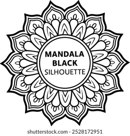 Simple mandalas coloring pages, mandala black and white outline vector design