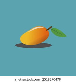 Simple mango fruit design with blue background