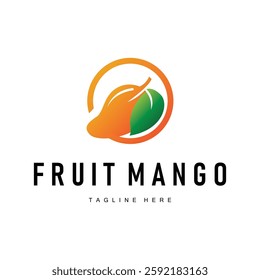 simple mango logo design illustration of fresh fruit from the garden with a minimalist concept