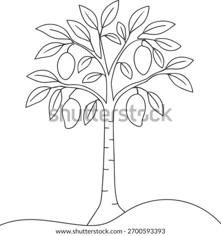 Simple Mango Tree Line Art Minimalist Thin Vector Design Illustration