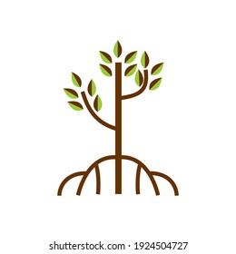 einfaches Mangrovenbaum-Logo-Design, Vektorgrafik einzeln