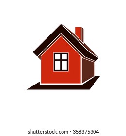 Simple mansion icon isolated on white background, vector abstract house. Country house, conceptual sign best for use in graphic and web design.