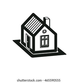 Simple mansion icon isolated on white background, vector abstract house. Country house, conceptual sign best for use in graphic and web design.