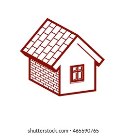 Simple mansion icon isolated on white background, vector abstract house. Country house, conceptual sign best for use in graphic and web design.